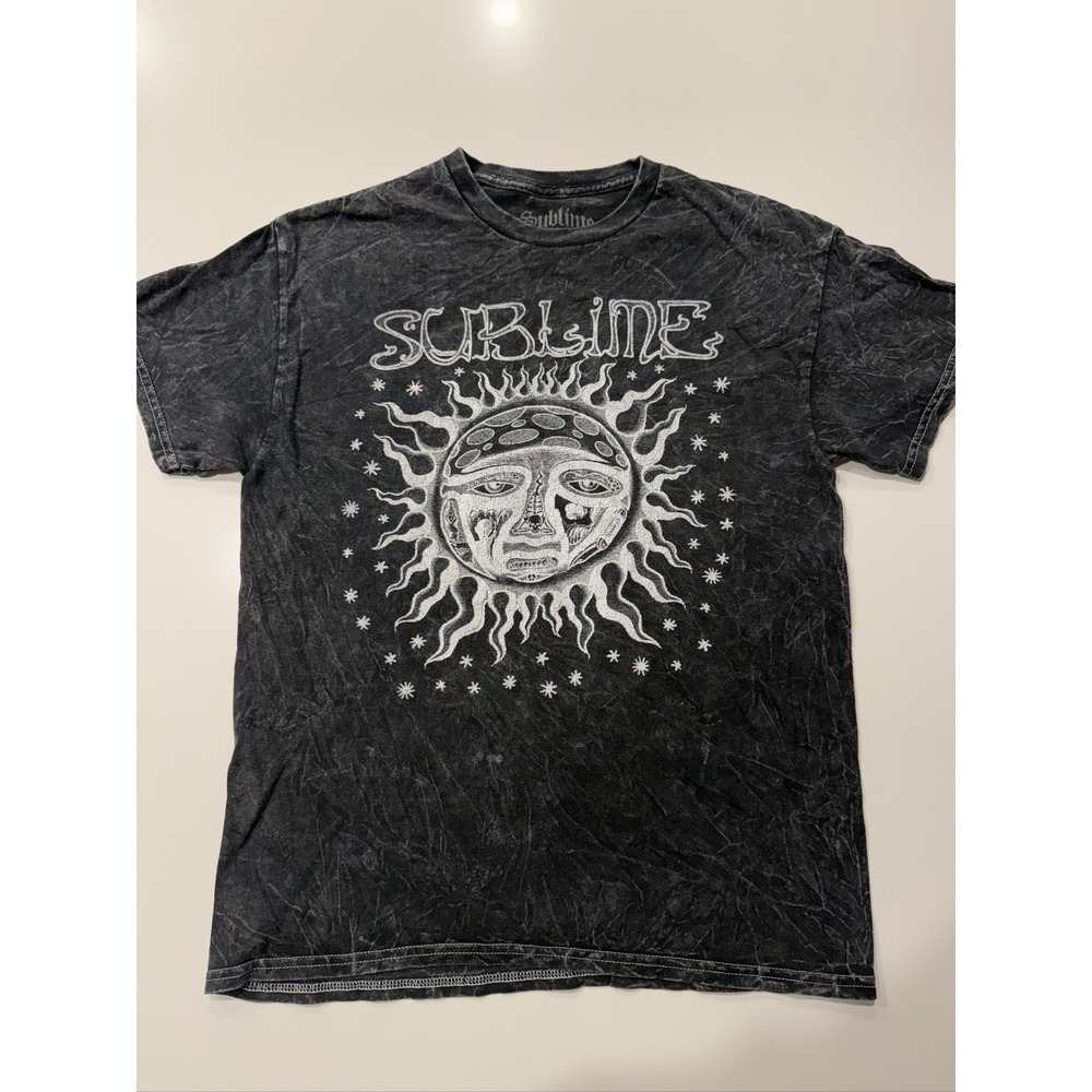 Sublime Classic Sun T-Shirt Black Acid Wash M 100% Cotton Graphic Tee